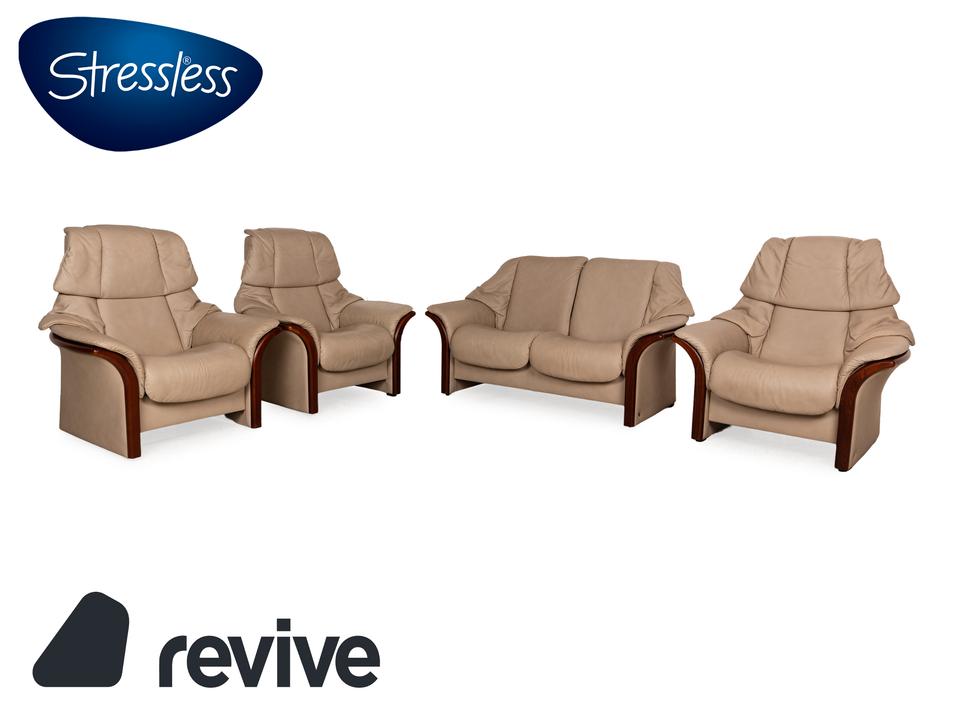 Stressless Eldorado Leder Sofa Garnitur Beige Creme 3x Sessel in Köln