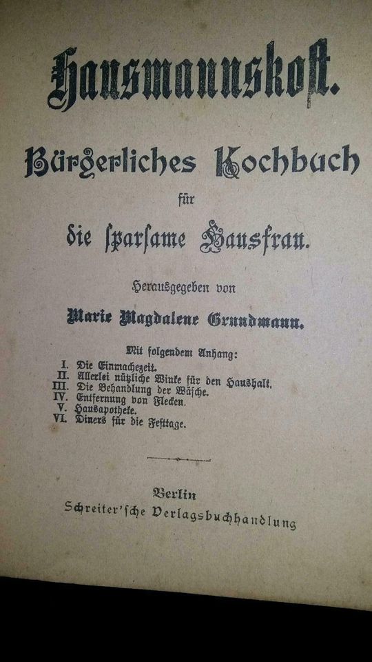 Historisches Kochbuch ca 100 Jahre alt in Reichelsheim (Odenwald)