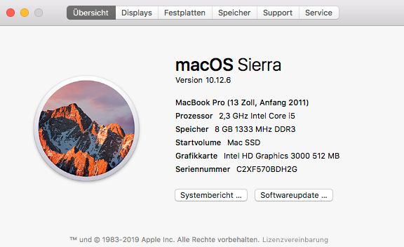 MacBook Pro i5 13" Anfang 2011 SSD 500 HDD 320 RAM 8GB, HD512 in Seelze