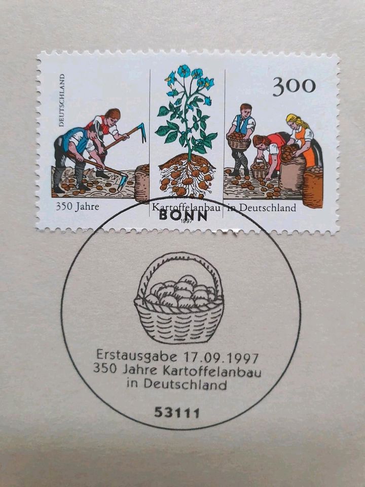 Erstagsblatt mit Briefmarke 350 Jahre Kartoffelanbau m. Stempel in Sandersdorf