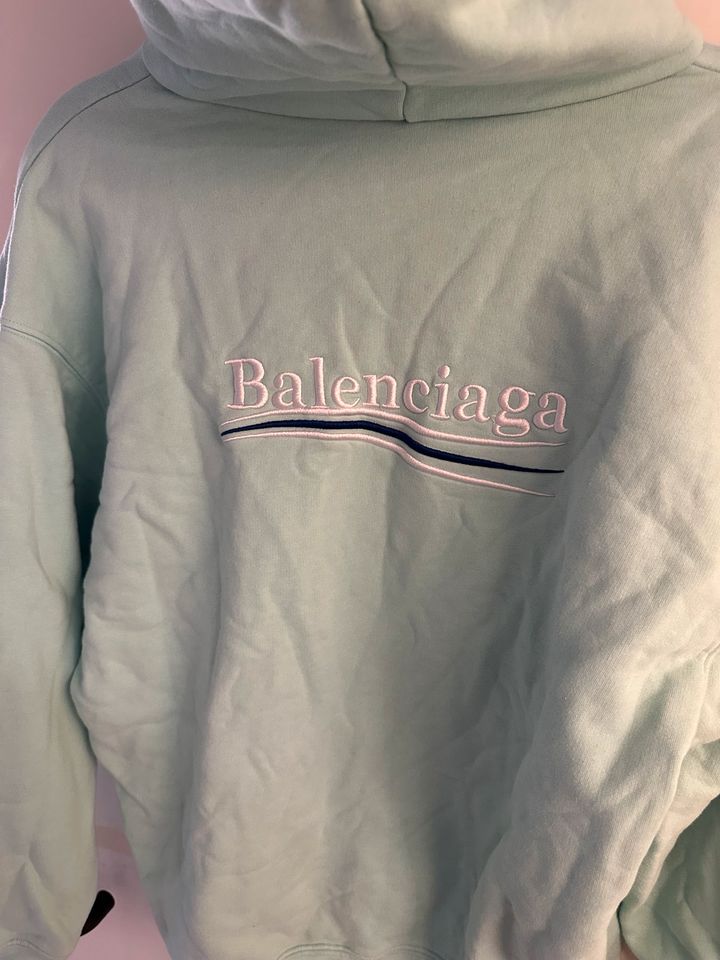 Balenciaga Logo Mint Green Hoodie Größe S (Fit XL) in Backnang