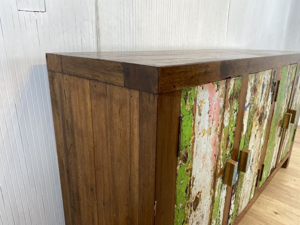 Boatwood by WMK # Einzigartiges Sideboard aus altem Bootsholz, ein handgefertigtes Unikat aus massivem Teakholz # Schrank Fernsehschrank Kommode Flurkommode Wäschekommode Industrial Design Teak in Berlin