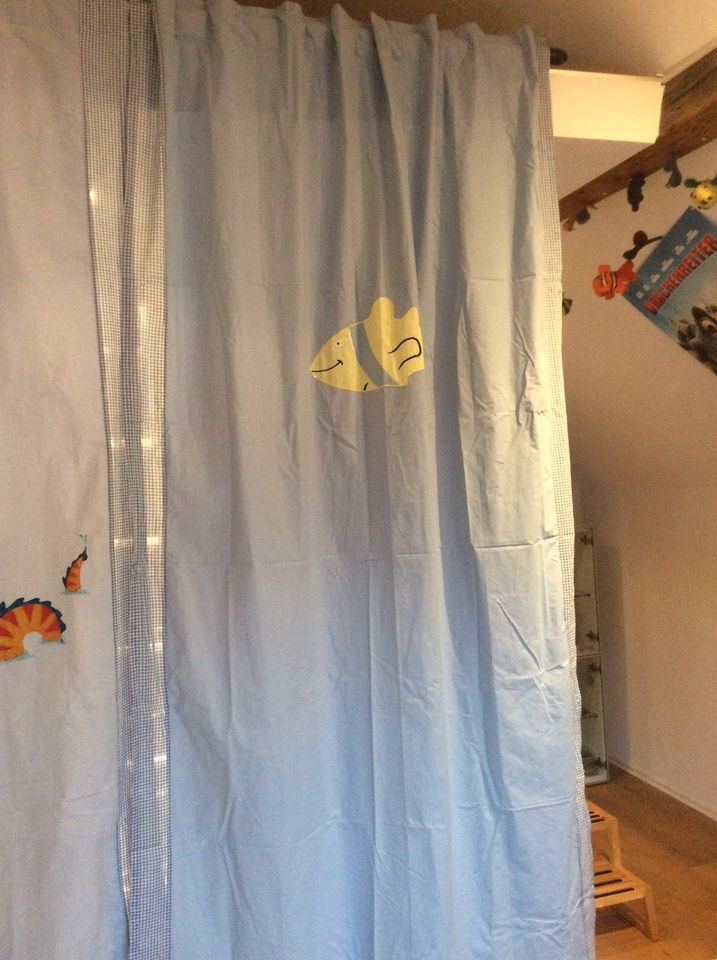 Kindervorhang Gardinen Vorhang Textilstifte Käpt'n Sharky in Kehl