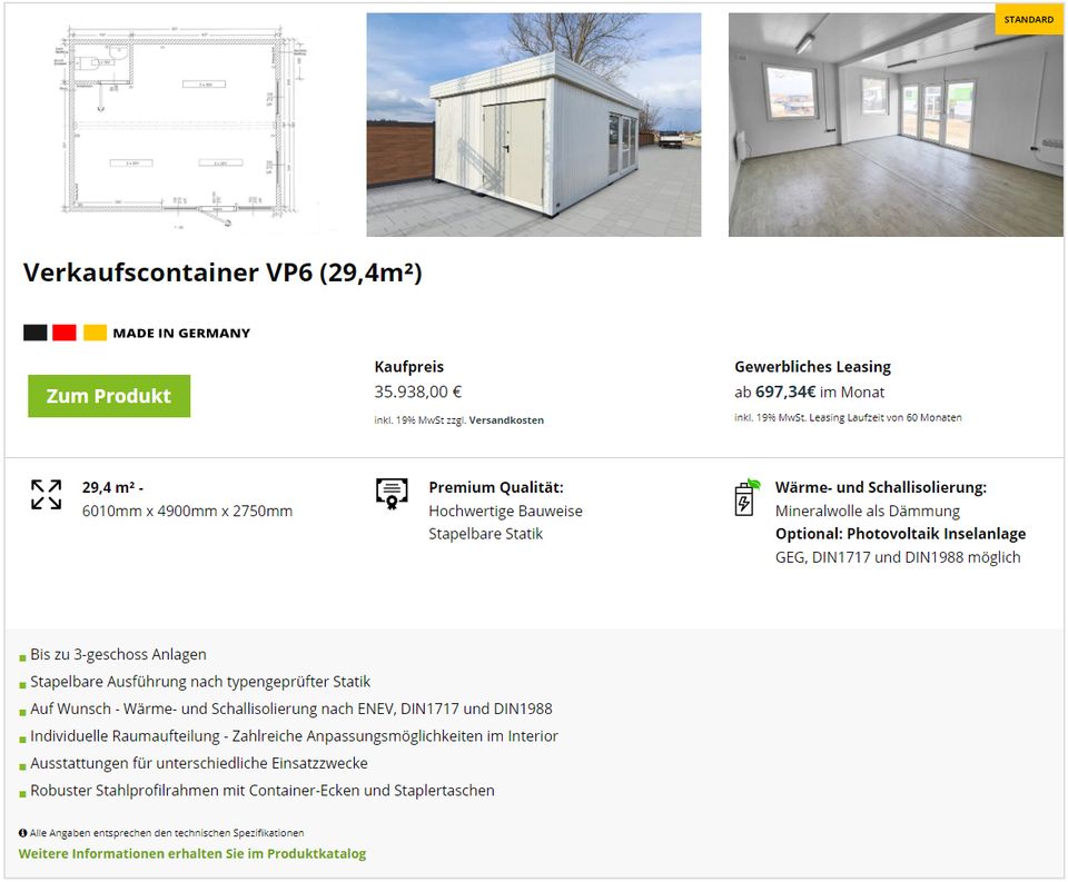 Verkaufscontainer, Verkaufspavillon "HIGH QUALITY" in Lemgo