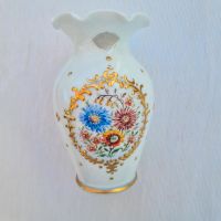 Blumenvase in weiß   Glas  mit Handmalerei Nordrhein-Westfalen - Niederkassel Vorschau