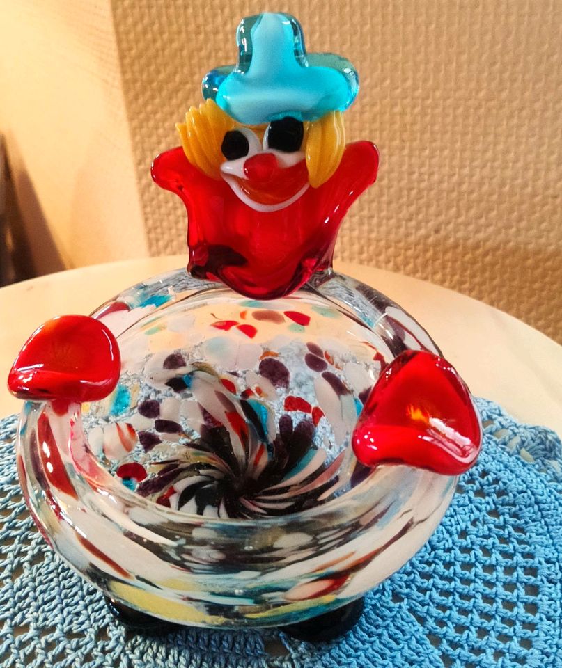 Murano Mundgeblasener Aschenbecher "Clown" Vintage in Kupferzell