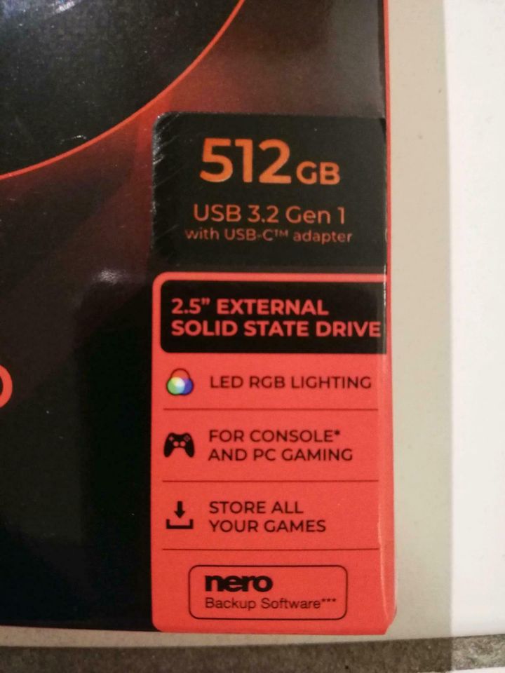 SSD Externe Festplatte, 512 GB , Gaming, Surefire, NEU in Bretten