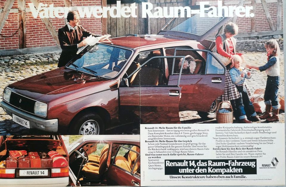 Renault 14 Reklame Werbung Berichte 1,2 1,4 TS L TL Safrane in Hanau