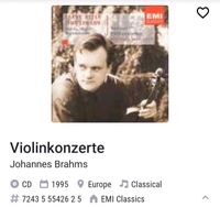 Violinkonzerte Johannes Brahms Klassik CD Nordrhein-Westfalen - Bottrop Vorschau
