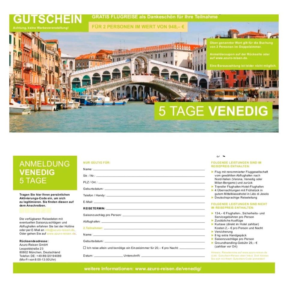 Reisegutschein 5 Tage Venedig für 2 Personen in Chemnitz