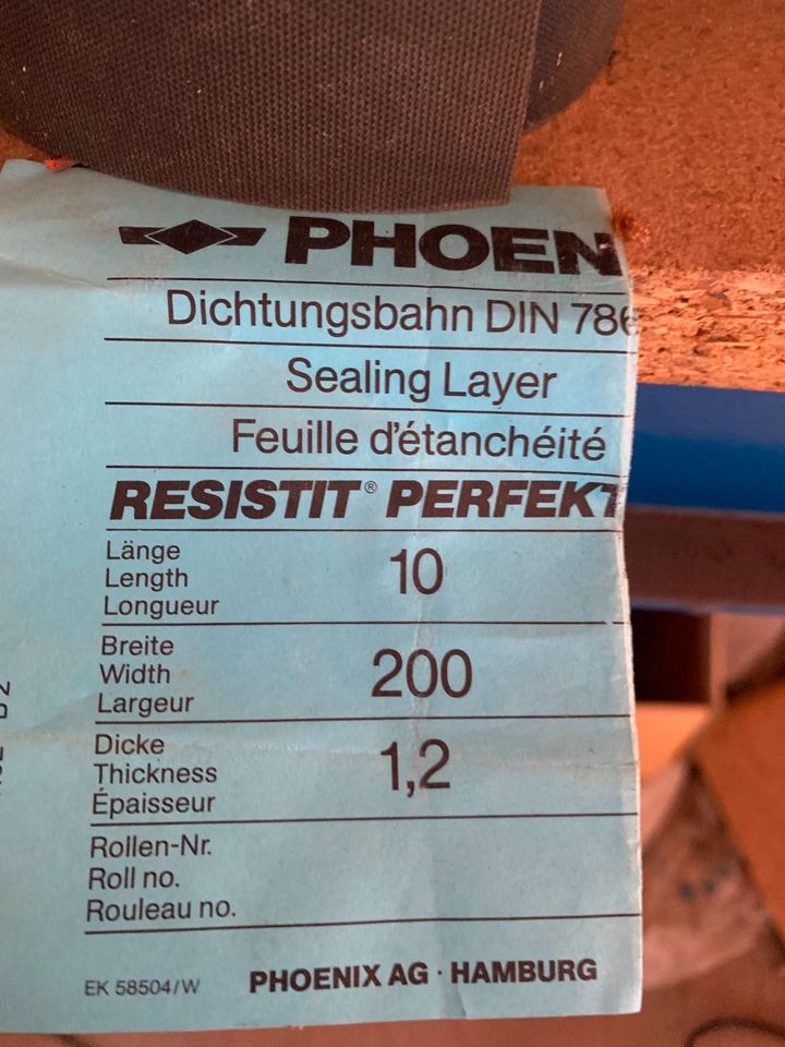 Phönix Resistit Perfekt Dichtungsbahn 1,2mm dick neu.  2103 in Allersberg