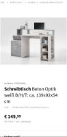 Schreibtisch Beton Optik weiß B/H/T: ca. 139x92x54 cm Köln - Nippes Vorschau