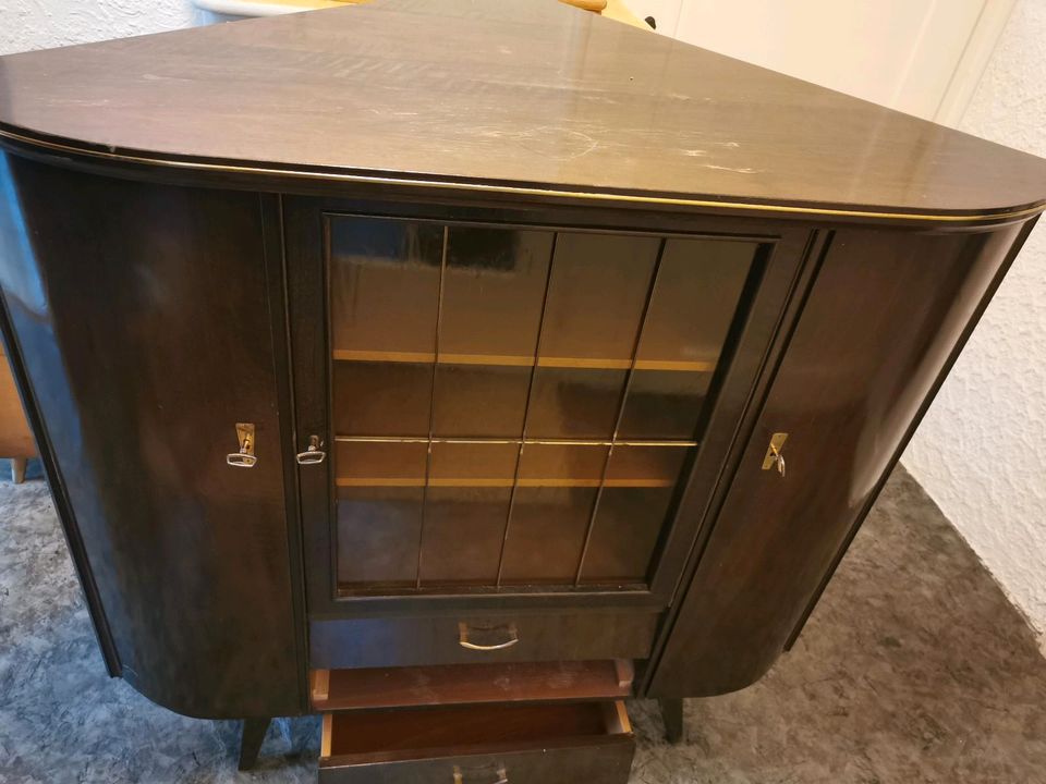 Mid century Eckschrank Holz in Lichtenberg (Oberfranken)