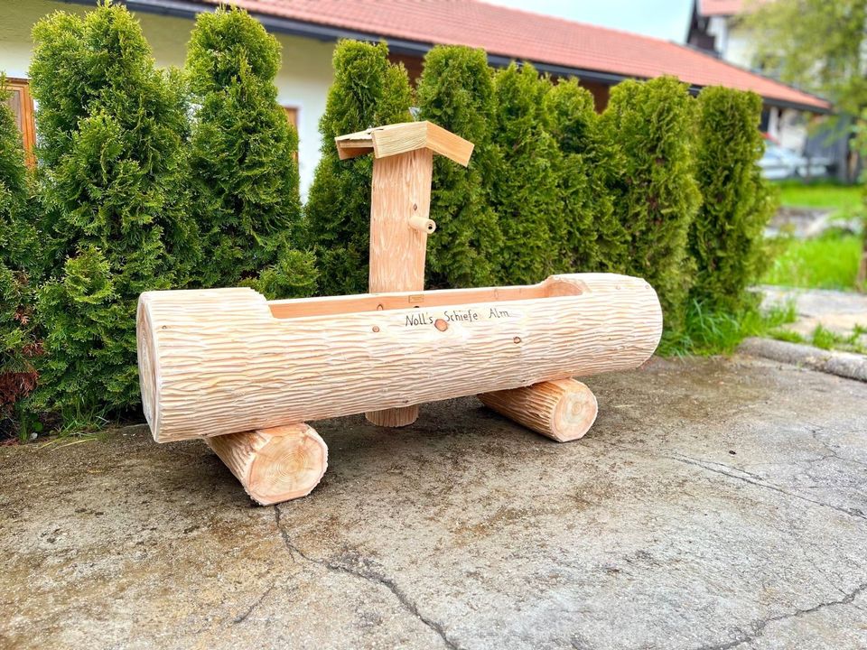 Holzbrunnen Baumstammbrunnen Holztrog Wassertrog Blumentrog in Schliersee