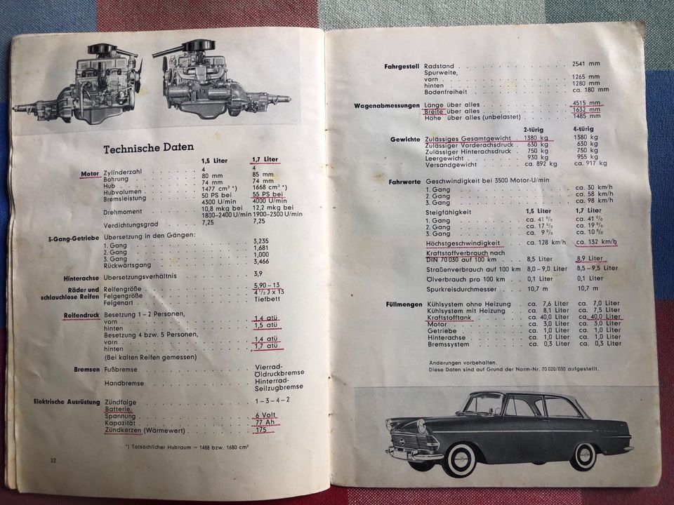 Betriebsanleitung Opel Rekord Dezember 1961 in Bremen