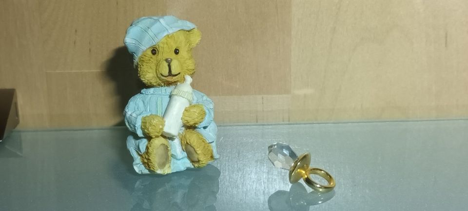 Baby Teddy Polyresin Schnuller Kristall Geburt Sammeln in Elchingen