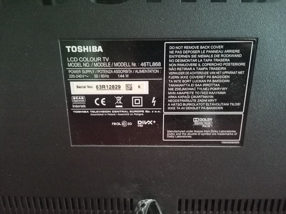 Toshiba TV LCD 46TL868  46 Zoll Bildfehler Doppelbild Defekt in Grimmen