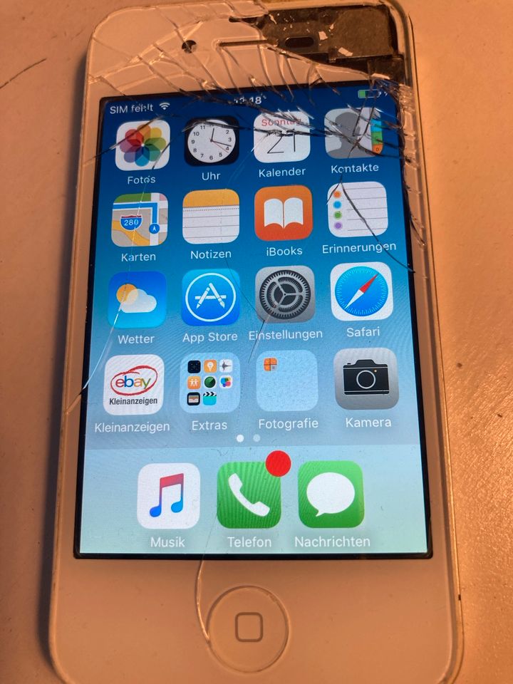 iPhone 4S weiß Glasbruch 32 GB in Blumenthal 