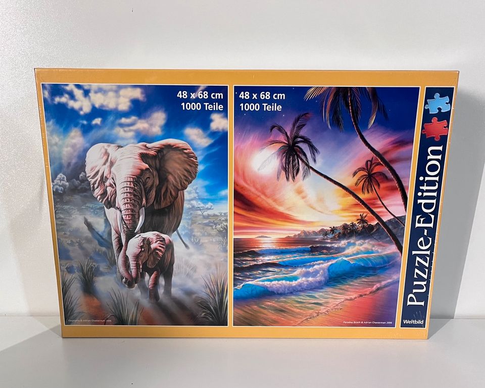 LNr. 350# 2x 1000 T., Puzzle Edition, Elephants, Paradise Beach in Norderstedt