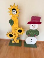 2 Bemalte Holzfiguren Sonnenblume und Schneemann Baden-Württemberg - Aitrach Vorschau