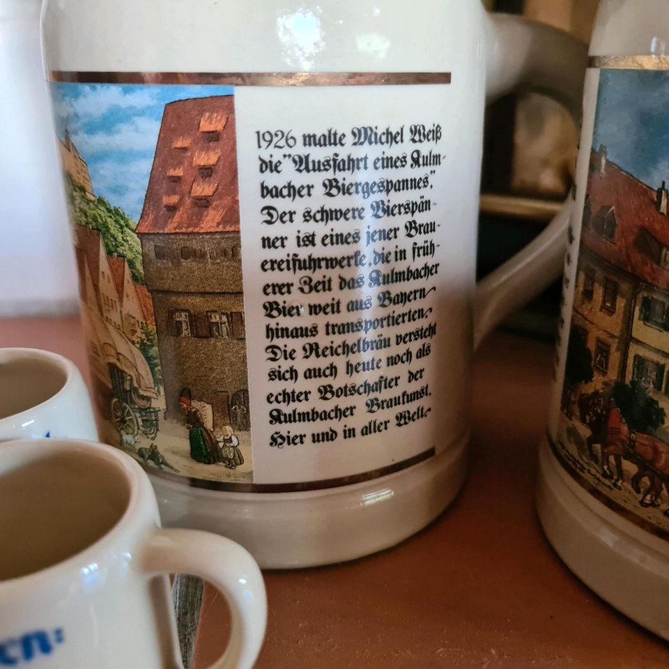 Bierkrug Schnapskrug Hofbräuhaus Kulmbach Reichelbräu Schinkenh. in Hessisch Lichtenau