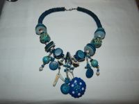 Modeschmuck auffällige Halskette blau türkis Holz Handarbeit Nordrhein-Westfalen - Mülheim (Ruhr) Vorschau