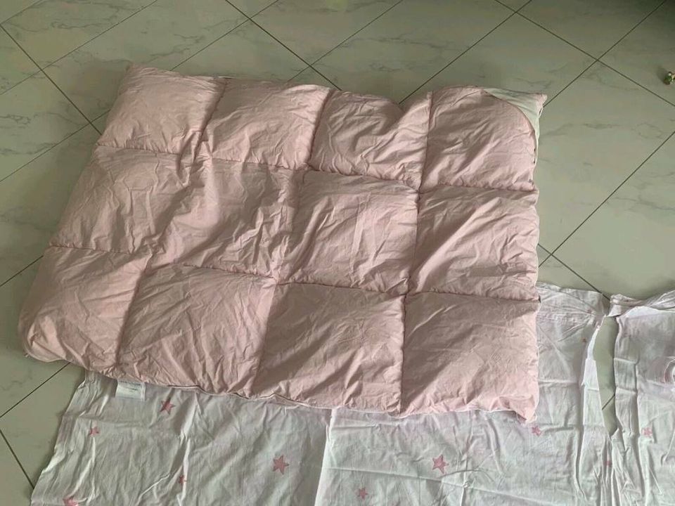 Baby Kinder Matratze Bett Decke Kissen Himmel Set Rosa in Herne