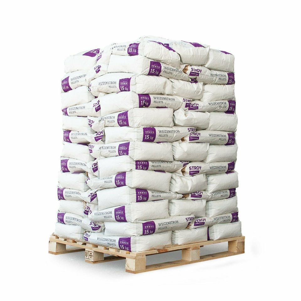 ✅ Strohpellets Einstreu Pferde Tier Stall 15kg Sack 975kg Palette in Burkau