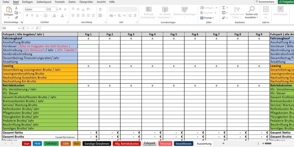 Kalkulationstool Gewinnermittlung Fahrschule Excel in Muhr am See