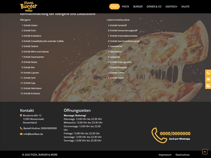 Website Homepage Online Lieferdienst Pizzeria Döner Imbiss in Meerbusch