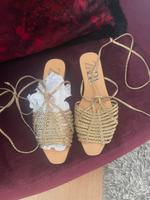 ZARA RIEMCHEN SANDALEN GOLD FLECHT FLATS GR 38 39 Altstadt-Lehel - München/Lehel Vorschau