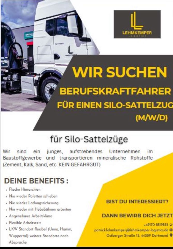 Silo-LKW Fahrer / Berufskraftfahrer / Aushilfen in Essen Freisenbruch