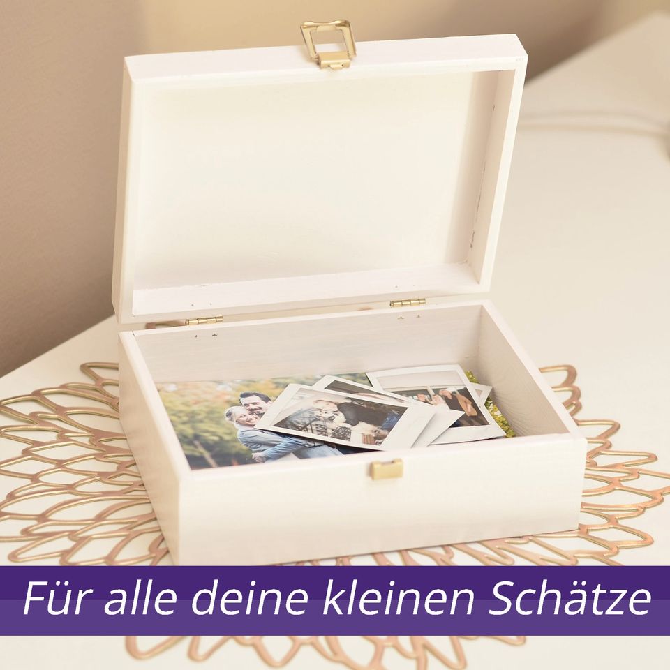 Aufbewahrungsbox Geschenk Personalisierbar 21x16x8,5cm Weiß in Heiden