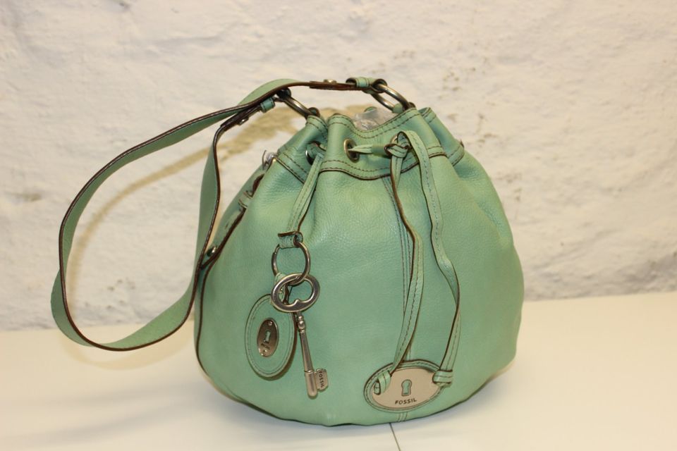 FOSSIL Maddox Drawstring Handtasche Schultertasche Leder Mintgrün in Duisburg