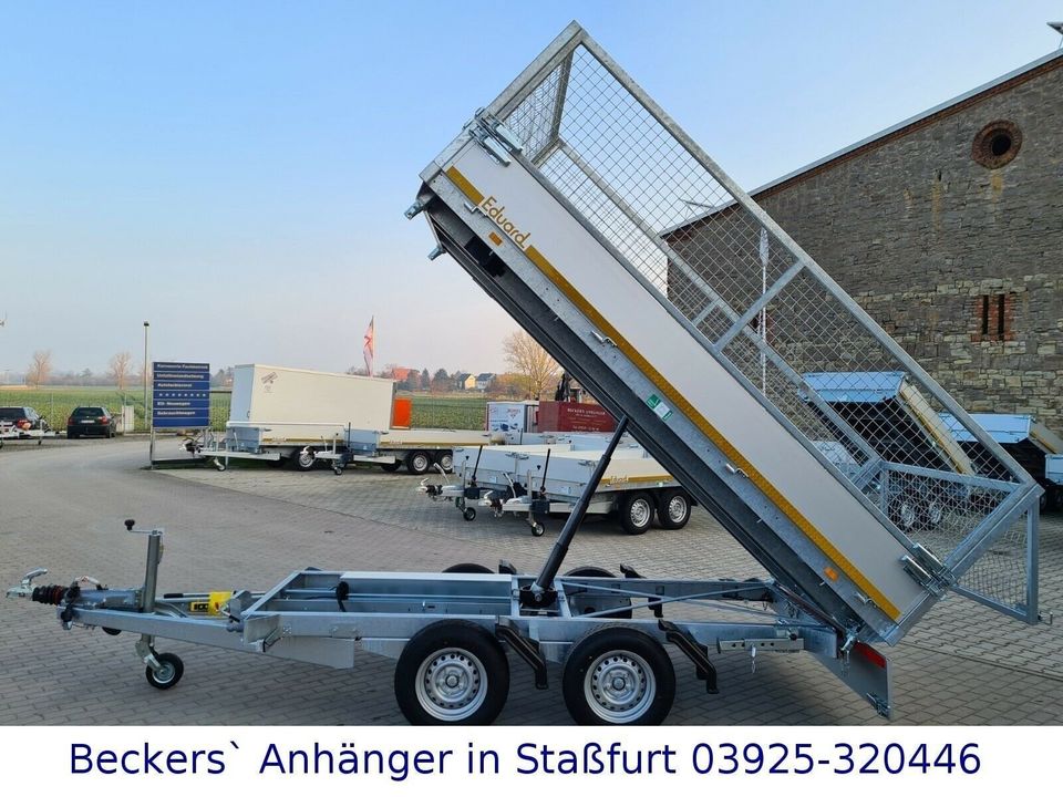 Eduard 3.500kg | 3,30m x 1,80m | elektr. 3-Seitenkipper | Laubgitter & Nothandpumpe | 3318K in Neundorf