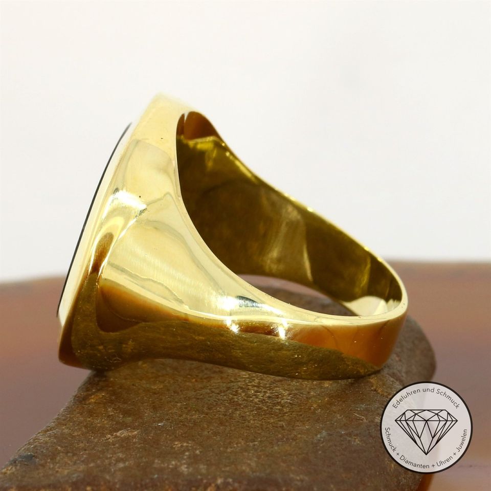 M*186992 Wert 1.850,- Onyx Siegel Ring 585 / 14 Karat Gold XXYY in Essen