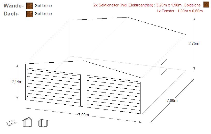Blechgarage 7x7x2,75m mit Sektionaltore Garage Gerätehaus | 9233! in Schwäbisch Hall