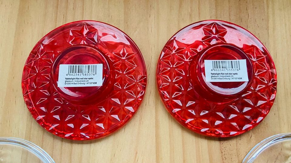 6x Leonardo Teelichter Kerzenhalter Dekoration Rot Transparent in Rust