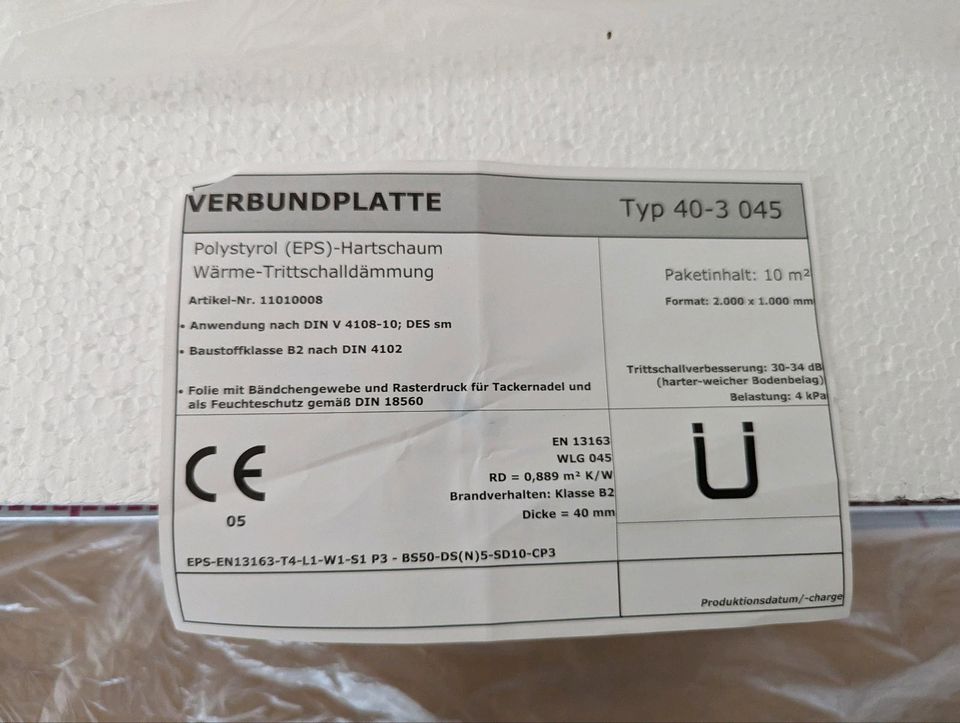 Polystyrol (EPS)- Hartschaum Dämmplatten Fußbodenheizung 4m² in Rottweil