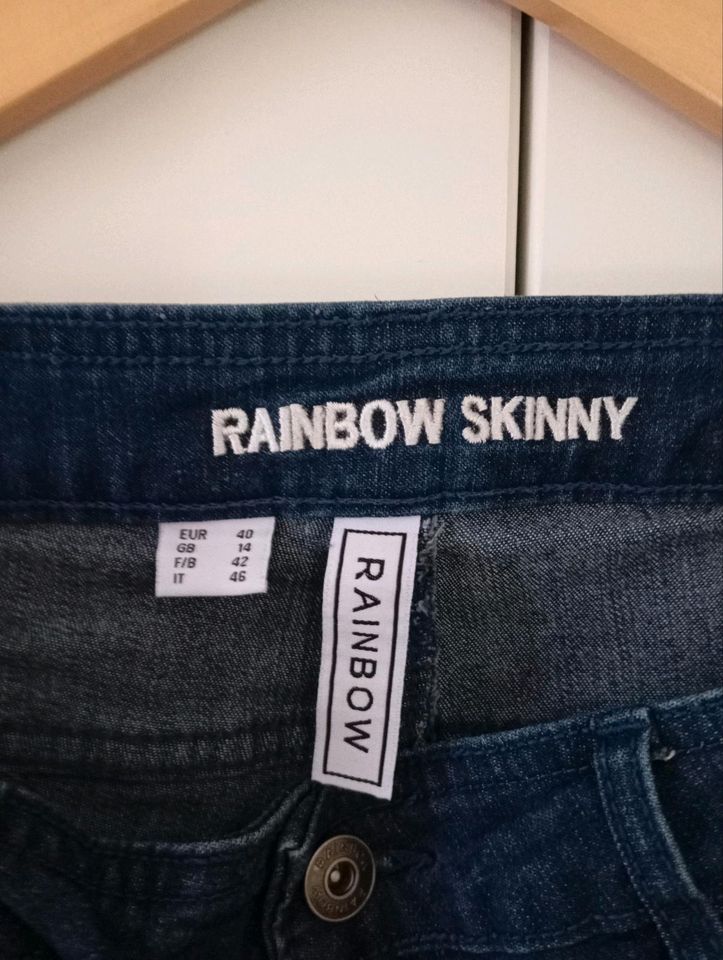 Damen Rainbow Skinny Jeans mit Destroy-Details in Berlin