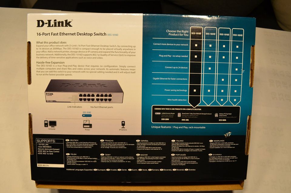 D-Link 16-Port Fast Ethernet Desctop Switsch DES -1016D neu in Nersingen