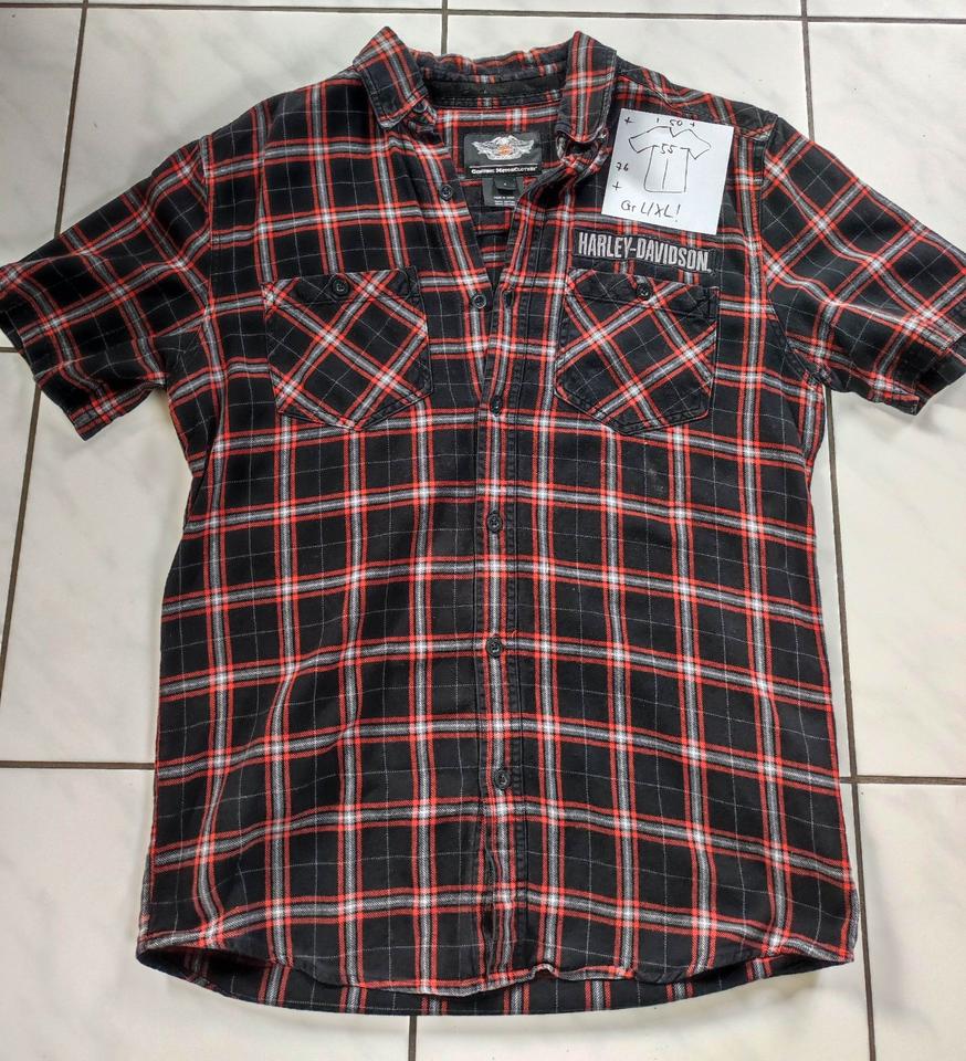 Harley Davidson Flanel Hemd kurz Arm Gr. XL schwarz/rot kariert in Gelnhausen