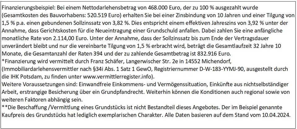 2114 € Kreditrate für neues Haus mit Grundstück in Michendorf in Michendorf