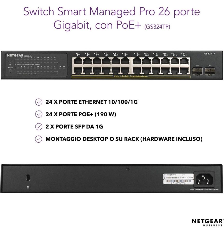 NETGEAR GS324TP PoE Switch 24 Port Gigabit Ethernet in Allensbach