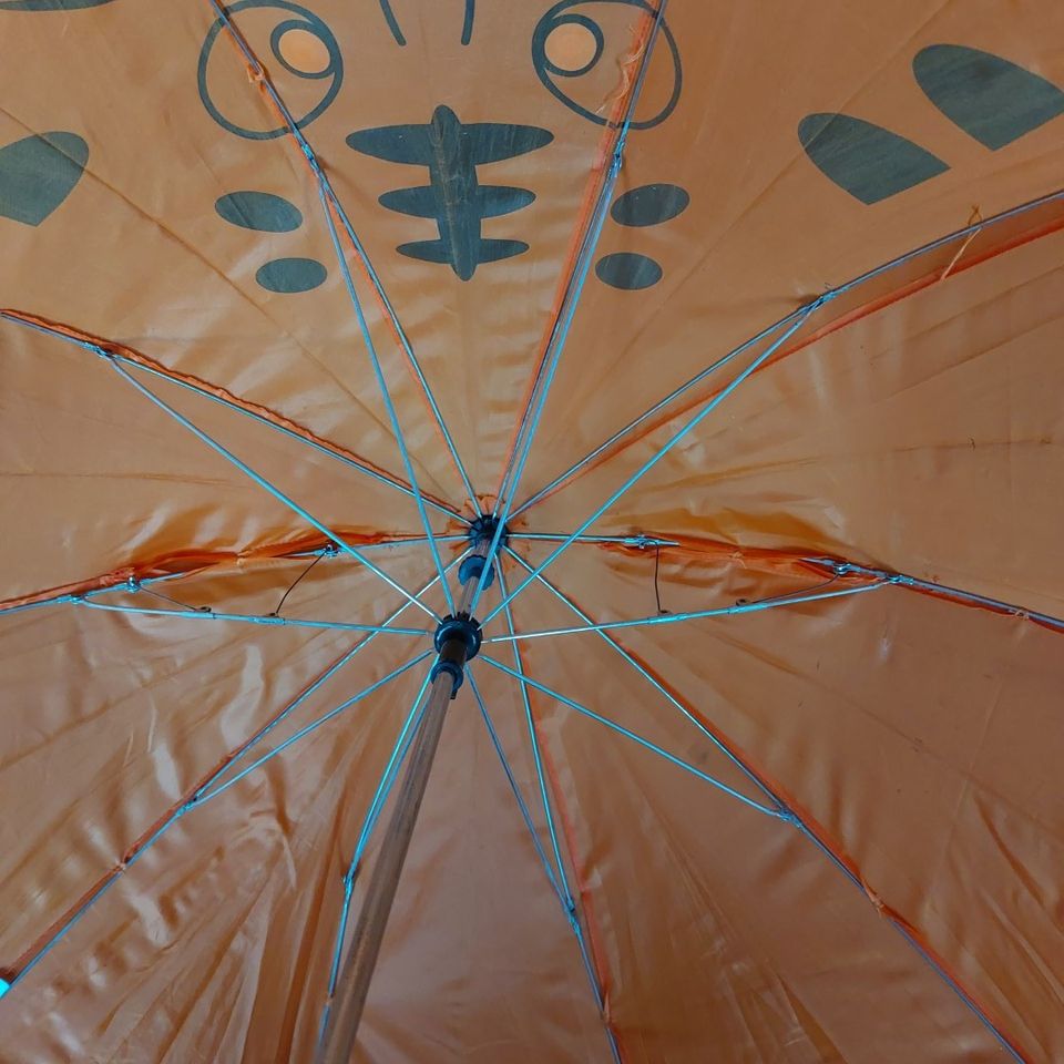 Kinder Regenschirm orange mit Tigermotiv in Dessau-Roßlau