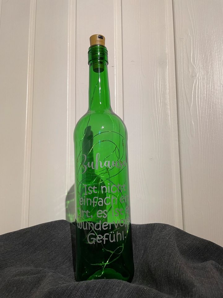 Beleuchtete Flasche mit Spruch beleuchtet individuell wählbar in Hamm