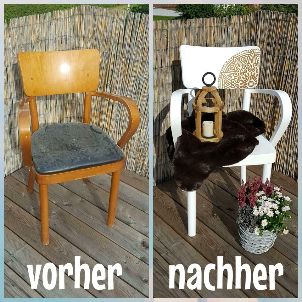Schöner alter Holz Stuhl Deko vintage in Bliestorf