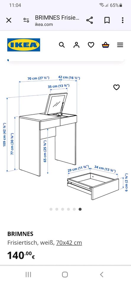 Kosmetiktisch / Frisiertisch von IKEA in Fulda