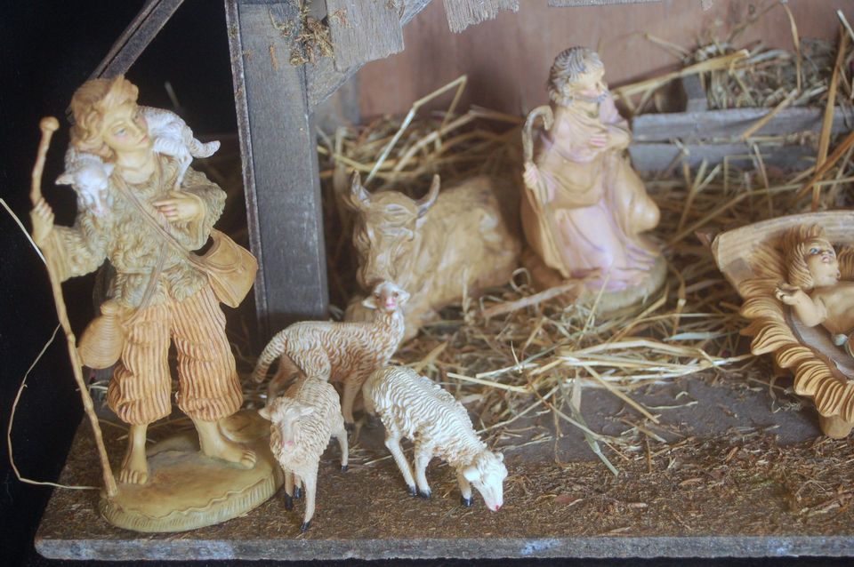 Weihnachts-Krippe xmas 12 Figuren Deko "Heilige Familie" Stall in Bochum