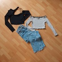 ZARA Jeans+2 Shirts (1x Bershka) komplett Outfit Hessen - Korbach Vorschau